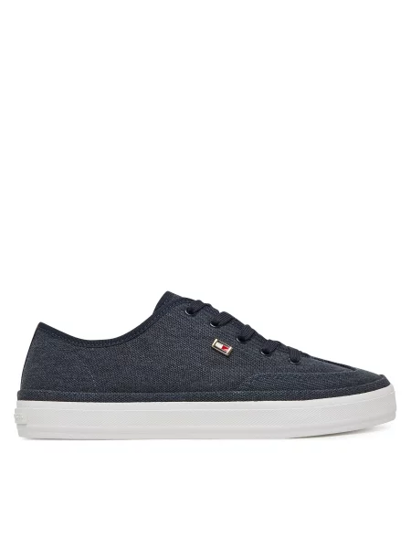 Laisvalaikio batai Tommy Hilfiger Washed Canvas Vulc Sneaker Tamsiai mėlyna