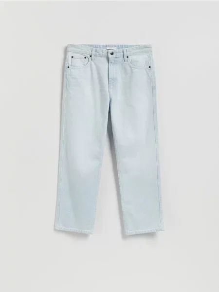 Reserved Blugi straight cu efect prespălat albastru