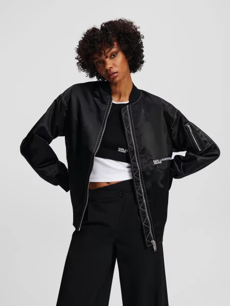 KARL LAGERFELD JEANS Prechodná bunda čierna biela