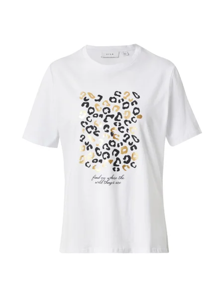 VILA Tricou VIJUNKE auriu / negru alb