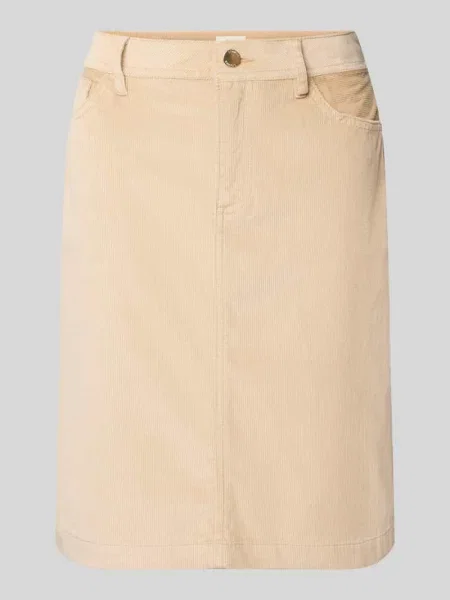 Spódnica mini o rozkloszowanym kroju z imitacji sztruksu S.oliver Red Label beżowa