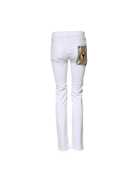 Skinny jeansy skinny Dolce And Gabbana z kamieniami białe