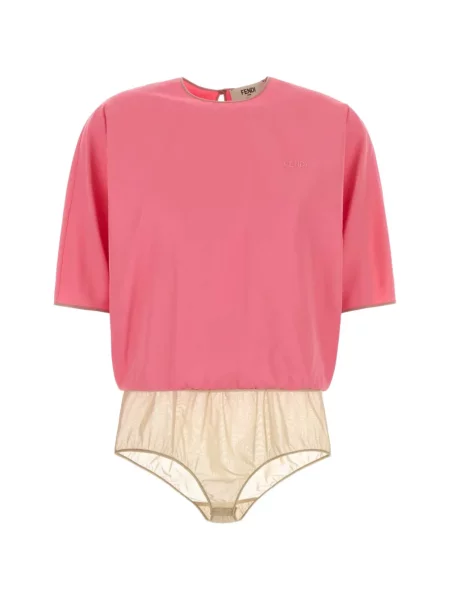 Body Fendi cu broderie roz