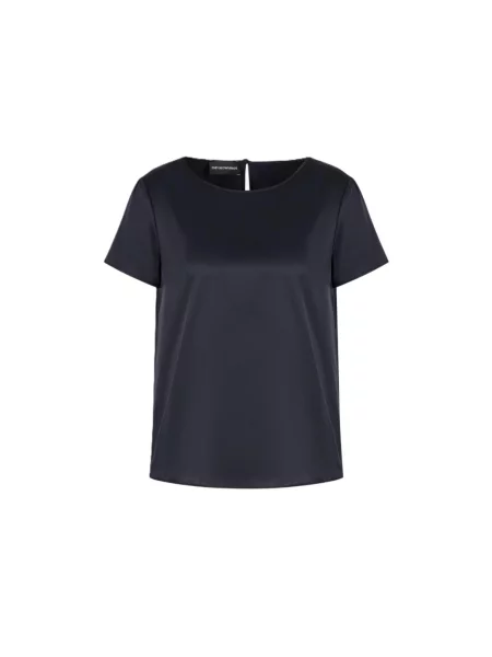 Satynowa bluzka Emporio Armani biznesowa niebieska