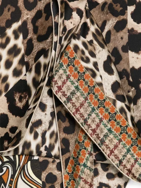 Fular Pierre-louis Mascia cu imagine cu model leopard maro