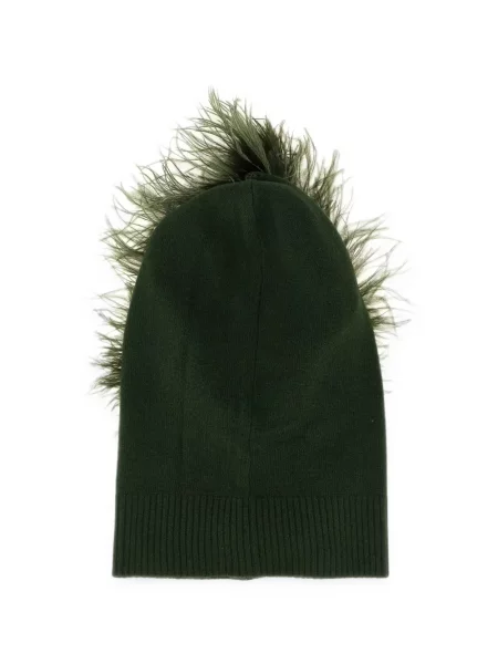 Căciulă P.a.r.o.s.h. cu pene tricotate verde