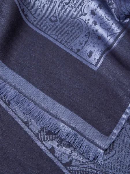 Fular Etro cu model floral din jacard albastru