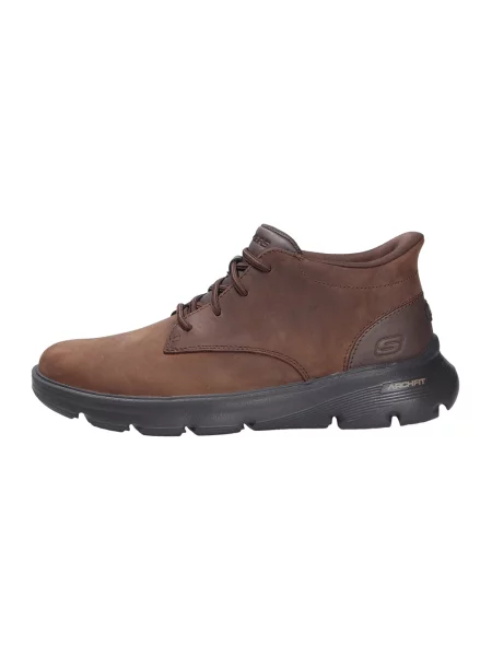 Botki Skechers skórzane brązowe