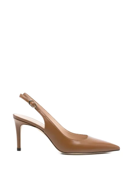 Kožené lodičky Stuart Weitzman s otevřenou patou hnědé