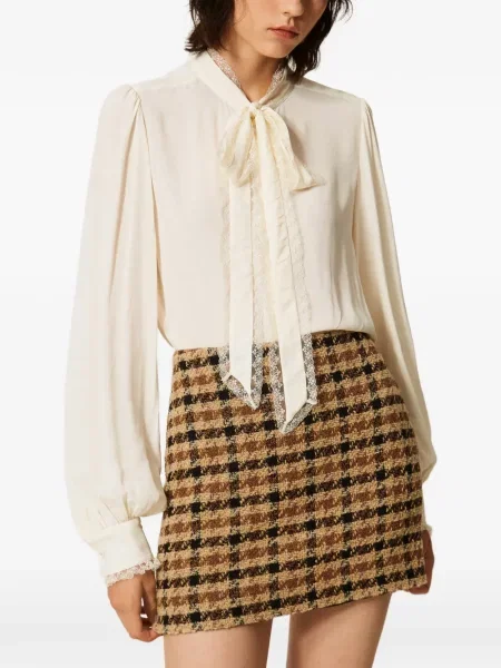 Bouclé fustă Twinset în carouri maro