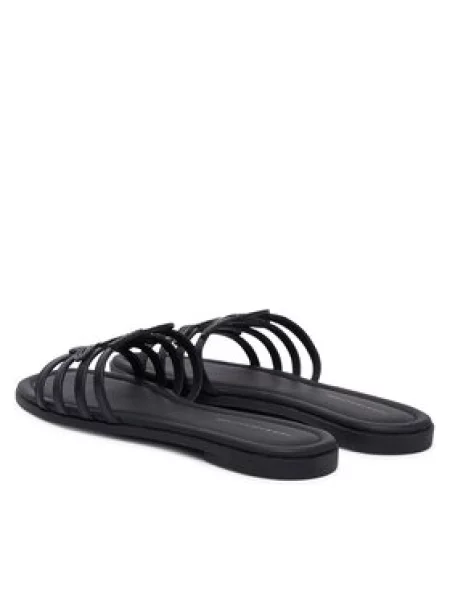Šľapky Tommy Hilfiger Th Script Flat Mule Lth čierna