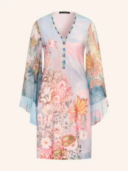 Ana Alcazar Sukienka Z Siateczki Z Ozdobnymi Perełkami blau zielona