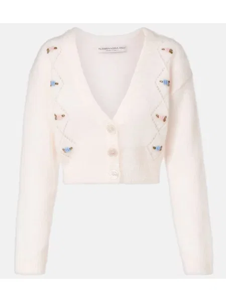 Moherowy kardigan Alessandra Rich biały