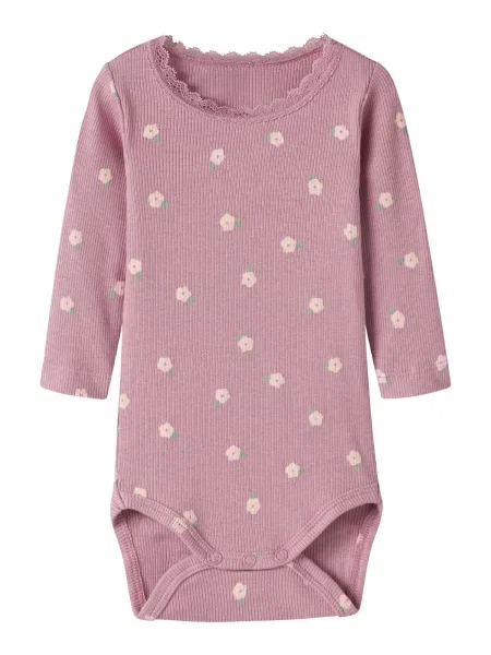 NAME IT Salopetă/Body NBFLAUREL crem mauve verde