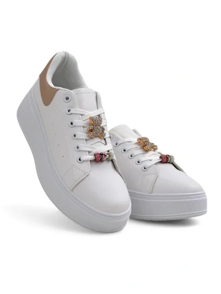 Sneakerși Resti cu platformă alb