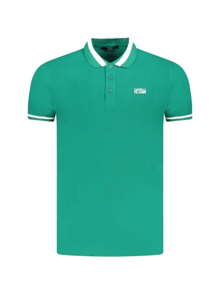 Tricou polo Cavalli Class cu broderie verde