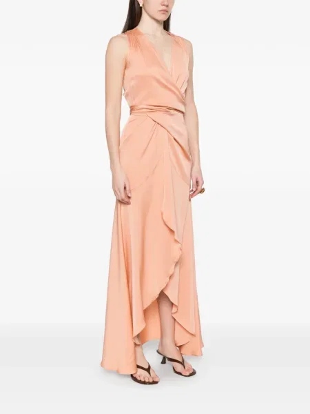 Sukienka Silk95five wiązana garniturowa pomarańczowa