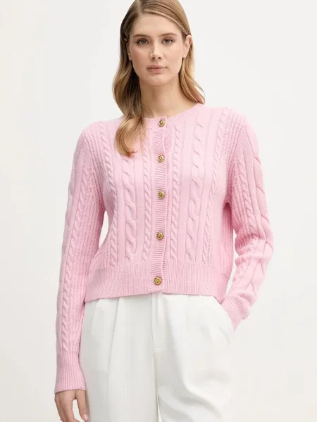 Barbour cardigan din lână Elina roz