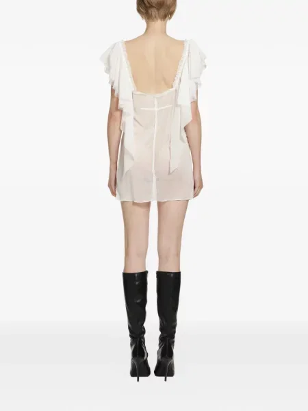 Rochie mini Daisy cu volane drapată alb