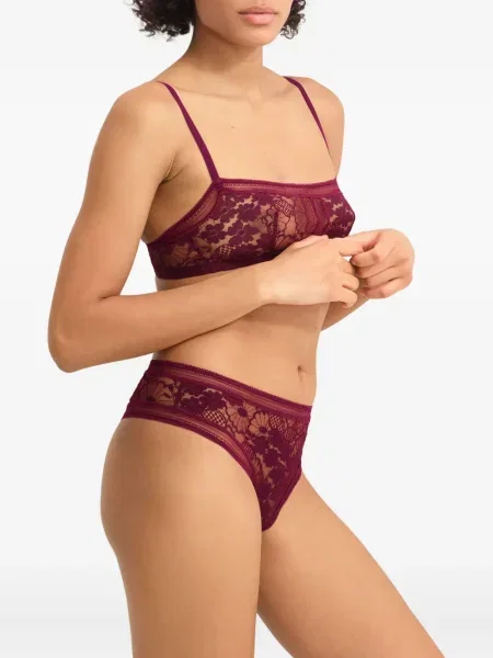 Chiloți tanga Eres cu model floral din dantelă violet