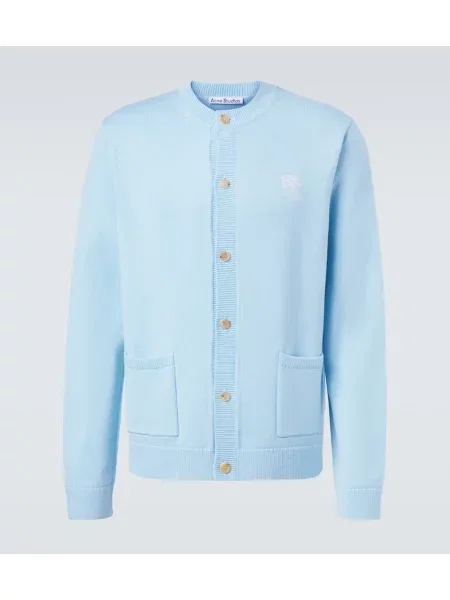 Cardigan Acne Studios cu broderie de lână albastru