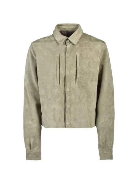 Geacă Rick Owens din piele de căprioară verde