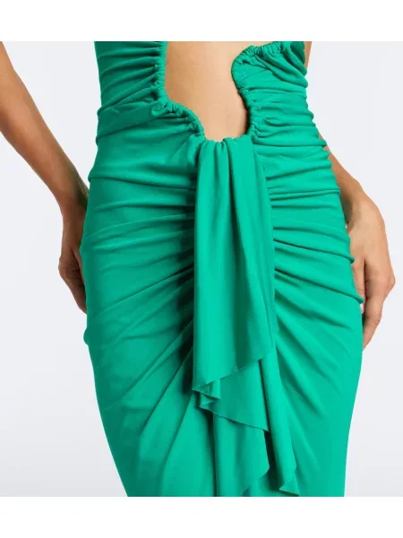 Rochie maxi Christopher Esber cu volane din jerseu verde