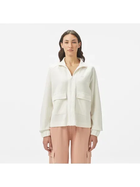 Lacoste Bluza Z Zamkiem Loose Fit biała