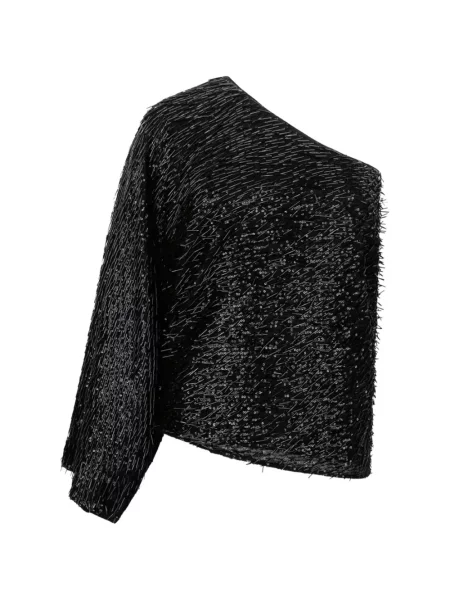 Bluzka Federica Tosi z cekinami na jednym ramieniu czarna