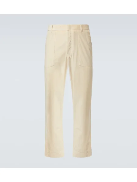 Pantaloni Brioni de catifea cord alb