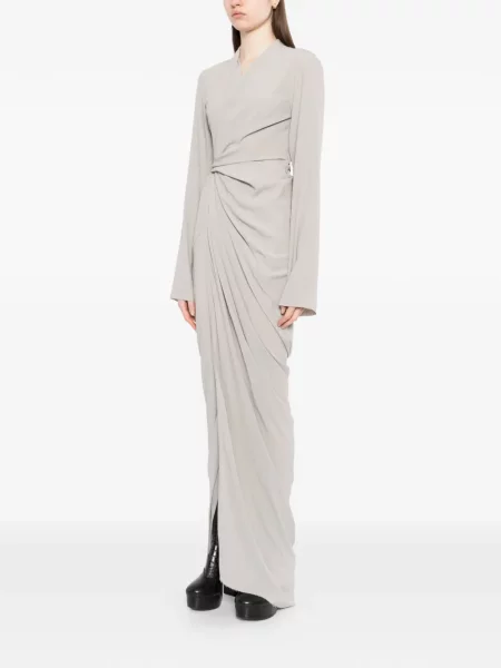 Rochie maxi Rick Owens drapată plic de costum gri