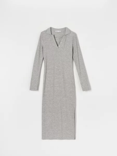 Сукня міді з розрізом сірий