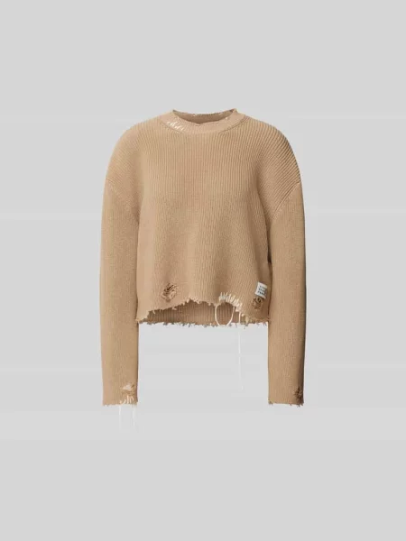Sweter z efektem znoszenia Mm6 Maison Margiela beżowy