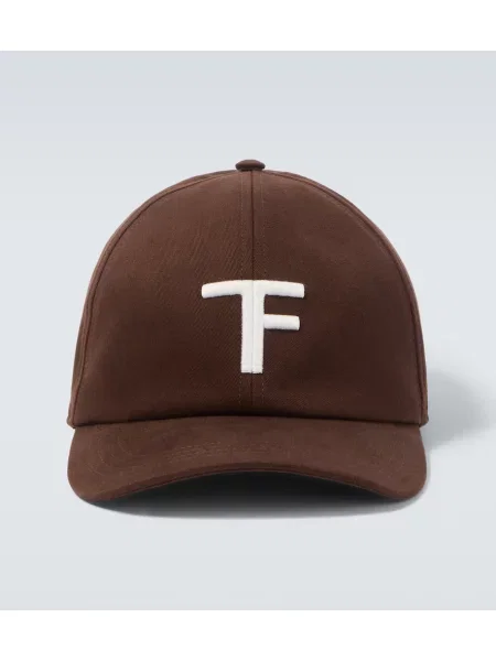 Șapcă Tom Ford cu broderie din piele maro