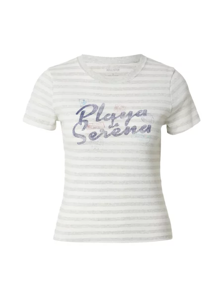 HOLLISTER Tricou albastru marin / albastru deschis / gri deschis alb