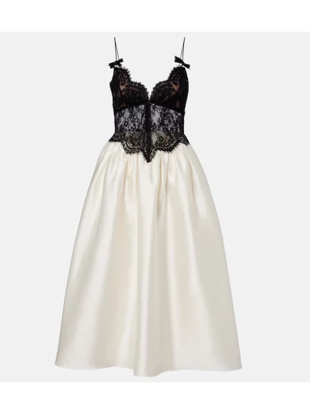Rochie midi Self-portrait din dantelă alb