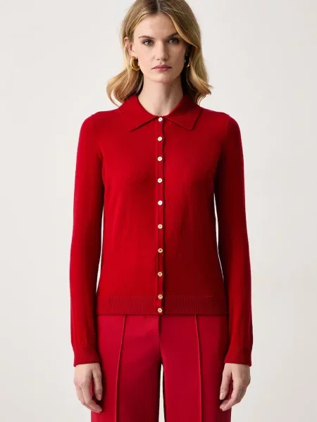 Elisabetta Franchi kardigan z kaszmirem czerwony