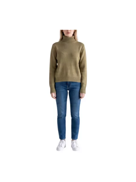 Sweter z golfem Gran Sasso wełniany beżowy