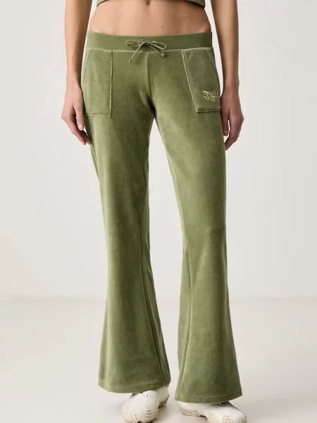 Juicy Couture pantaloni evazați flare pentru femei cu REGAL REBELLE CAISA ULTRA LOW RISE verde