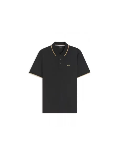 BOSS polo gładki czarny