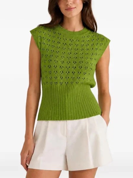 Top Retori tricotate ajurat verde