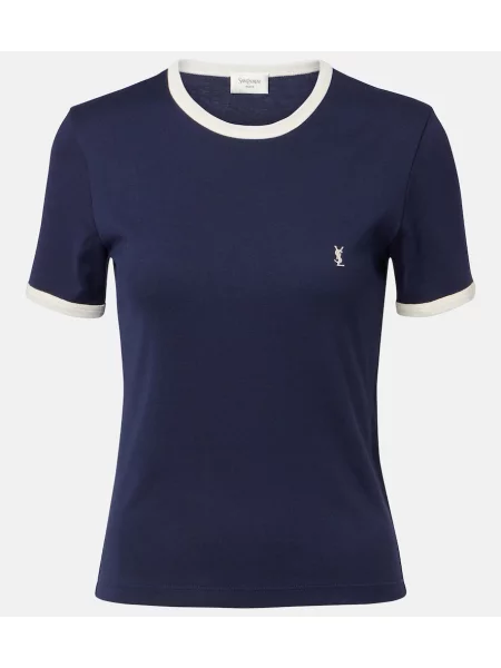 Tricou Saint Laurent tricotate cu nervuri albastru