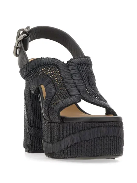 Sandale Castaner cu broderie cu platformă negru