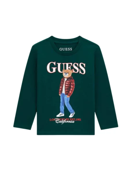 GUESS KIDS Tričko GUESS KIDS LS T-SHIRT T-SHIRT tmavě zelená