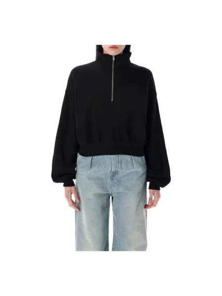 Krótka bluza Eterne z zamkiem błyskawicznym do połowy czarna