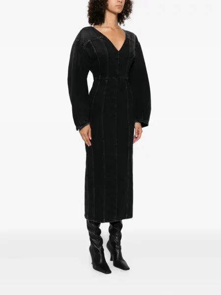Rochie midi Haikure cu decolteu în V până la genunchi de costum negru