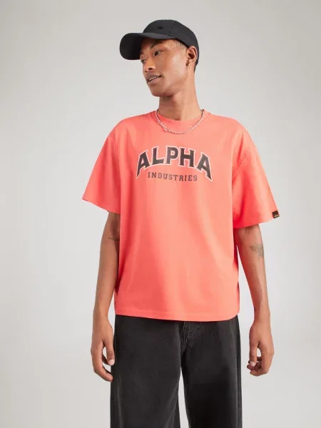 ALPHA INDUSTRIES Tričko College svetločervená / čierna biela