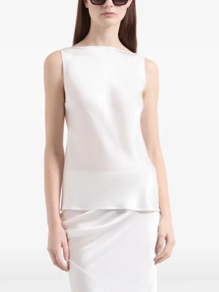 Top Nina Ricci de mătase drapat alb