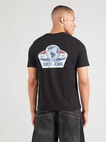 GUESS JEANS Tričko modrá / čierna biela