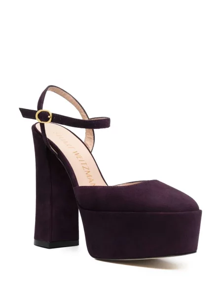 Zomšinės bateliai Stuart Weitzman su platforma violetinė